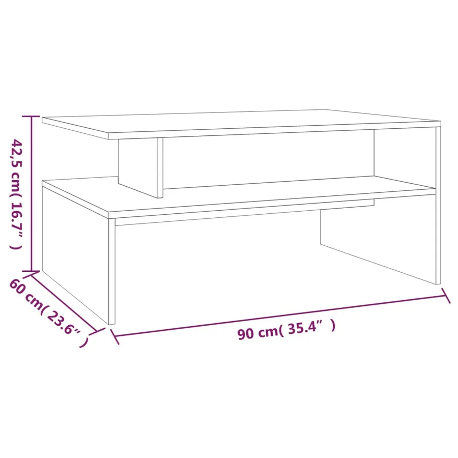 Table basse Chêne fumé 90x60x42,5 cm Bois d'ingénierie - 6