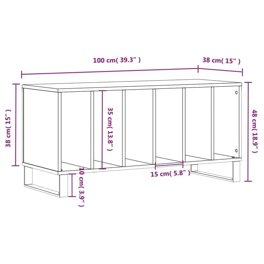 Armoire à disques blanc 100x38x48 cm bois d'ingénierie - 9