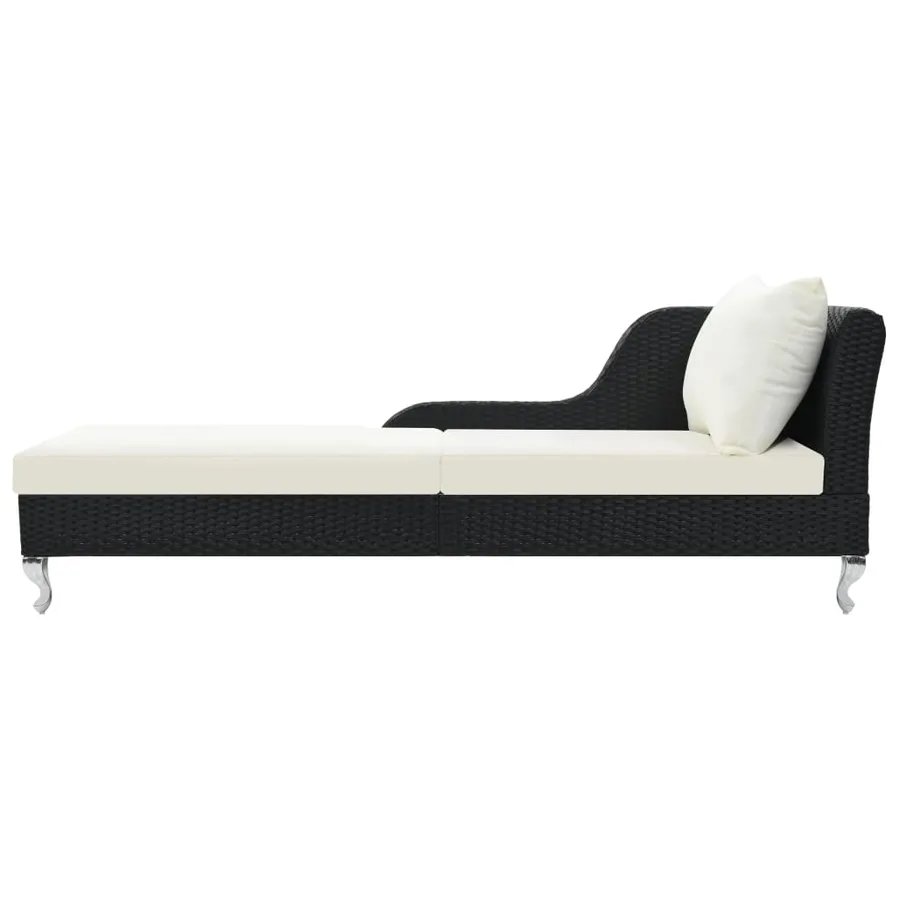 Chaise longue avec coussin Résine tressée Noir - 2