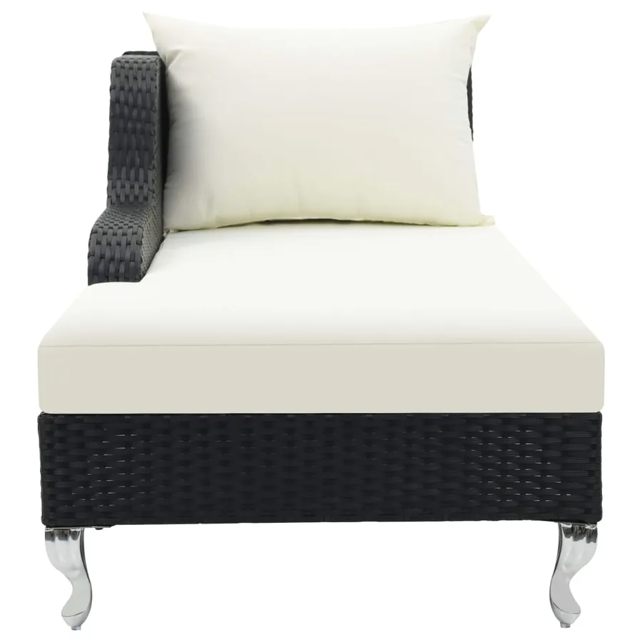 Chaise longue avec coussin Résine tressée Noir - 3