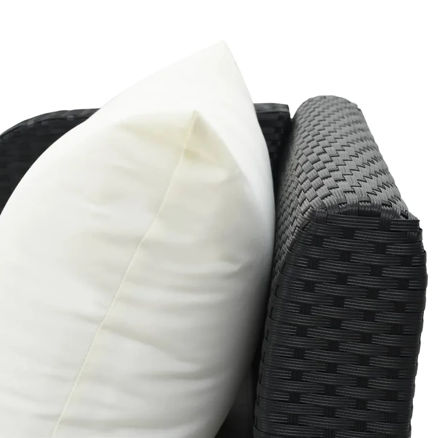 Chaise longue avec coussin Résine tressée Noir - 4