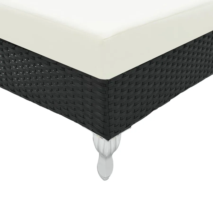 Chaise longue avec coussin Résine tressée Noir - 5