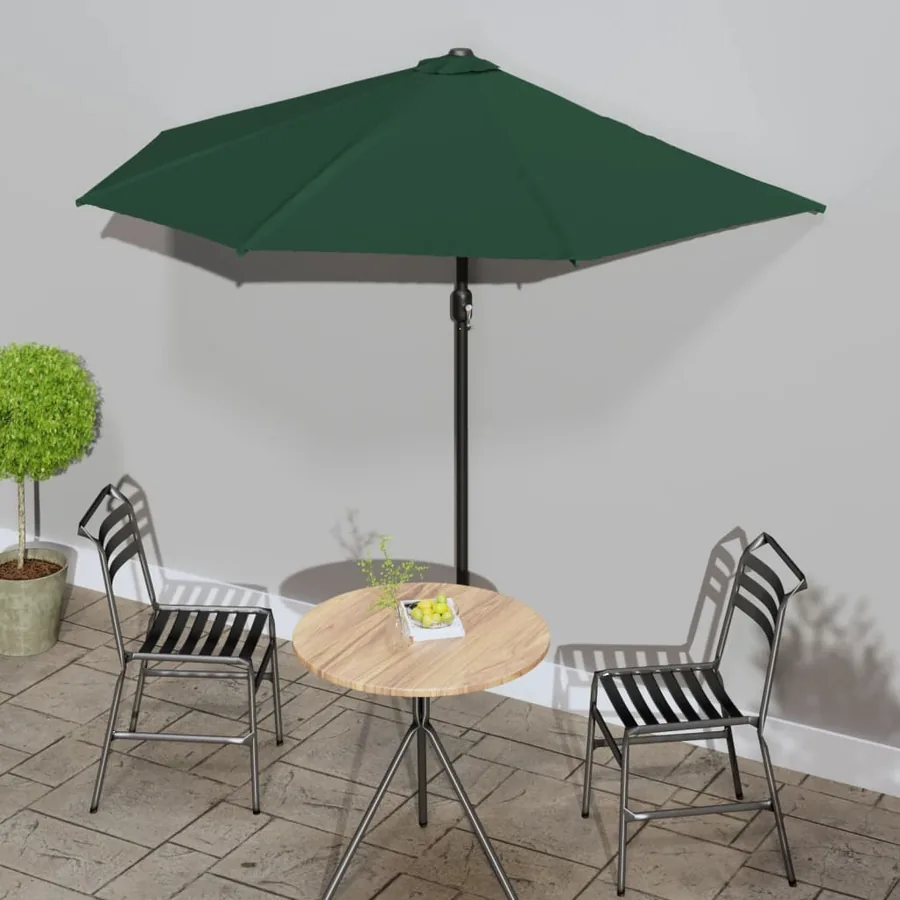Parasol de balcon avec mât en aluminium Vert 270x144 cm Demi
