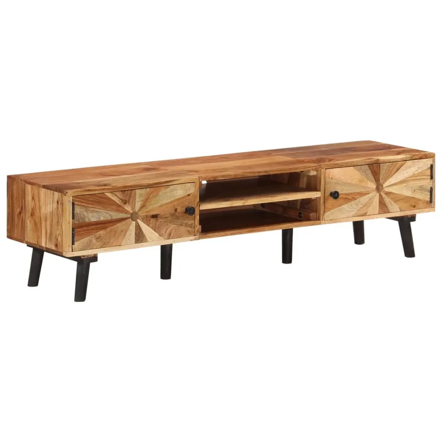 Meuble TV 145x35x35 cm Bois d'acacia massif - 12