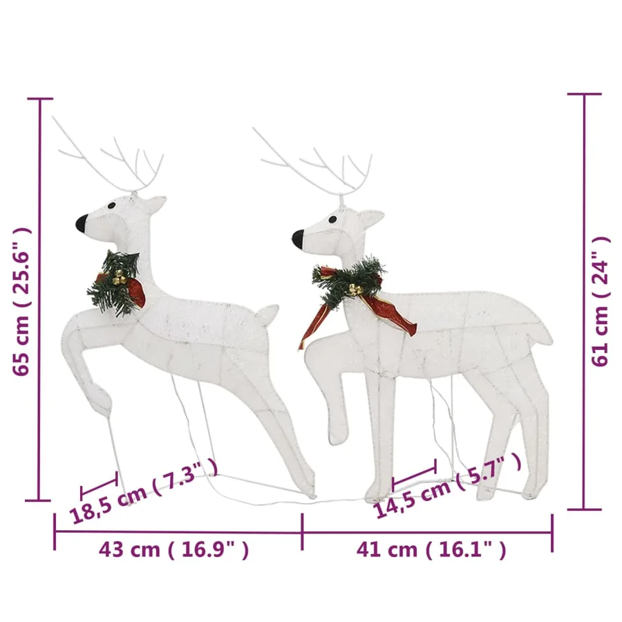 Décoration de Noël Renne et traîneau 100 LED extérieur blanc - 14