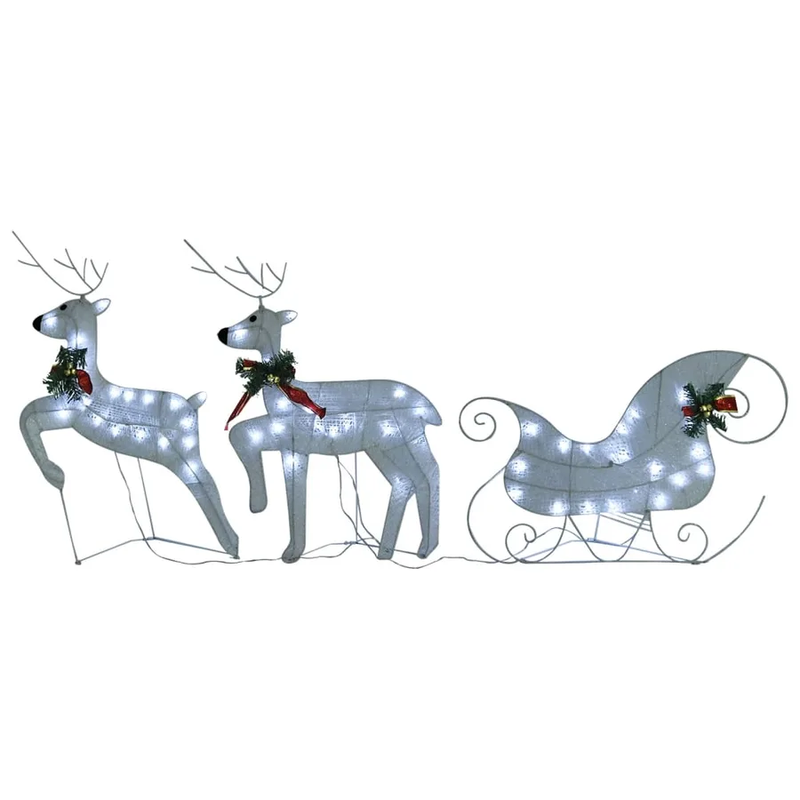 Décoration de Noël Renne et traîneau 100 LED extérieur blanc - 4
