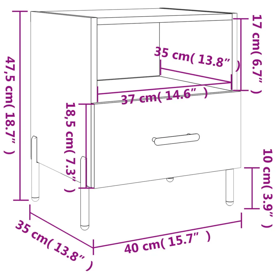 Tables de chevet 2 pcs chêne marron 40x35x47,5 cm - 13