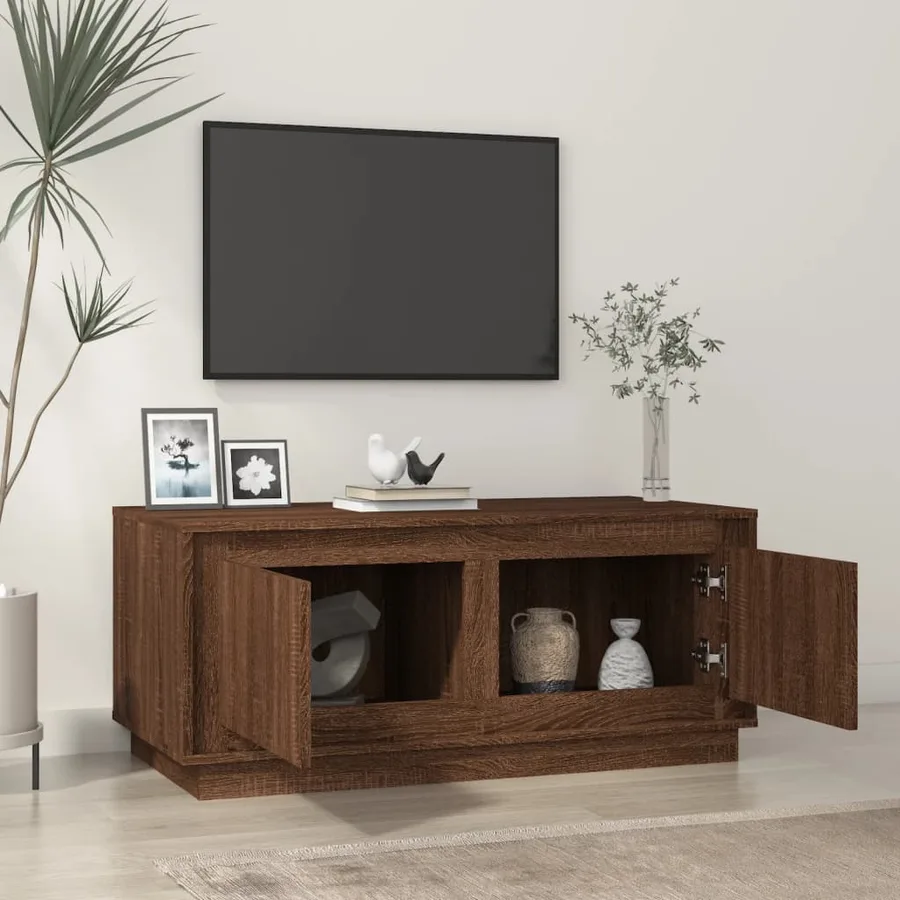 Table basse chêne marron 102x50x44 cm bois d'ingénierie - 3