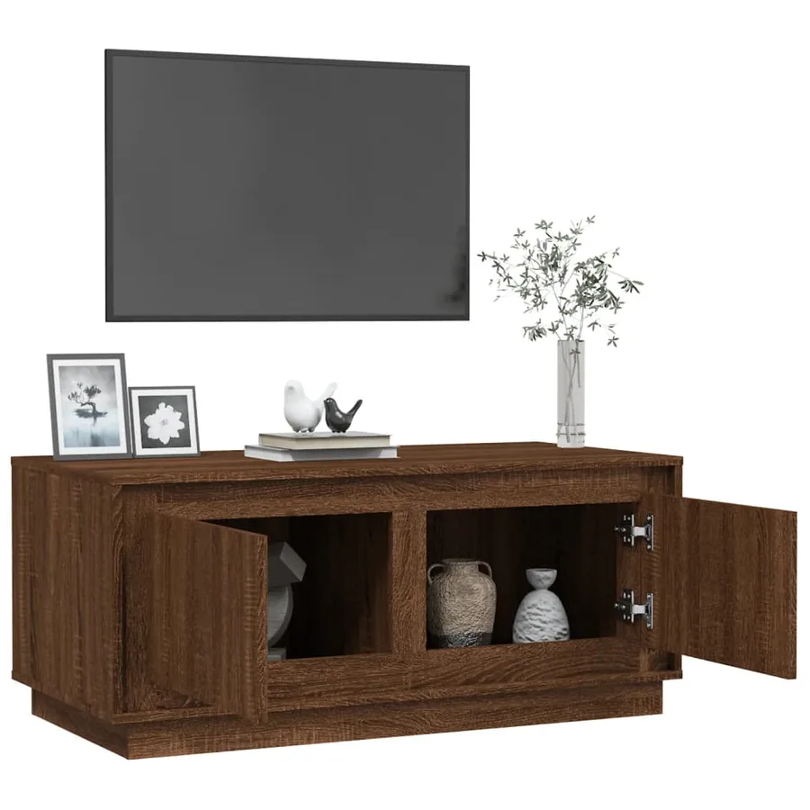 Table basse chêne marron 102x50x44 cm bois d'ingénierie - 5