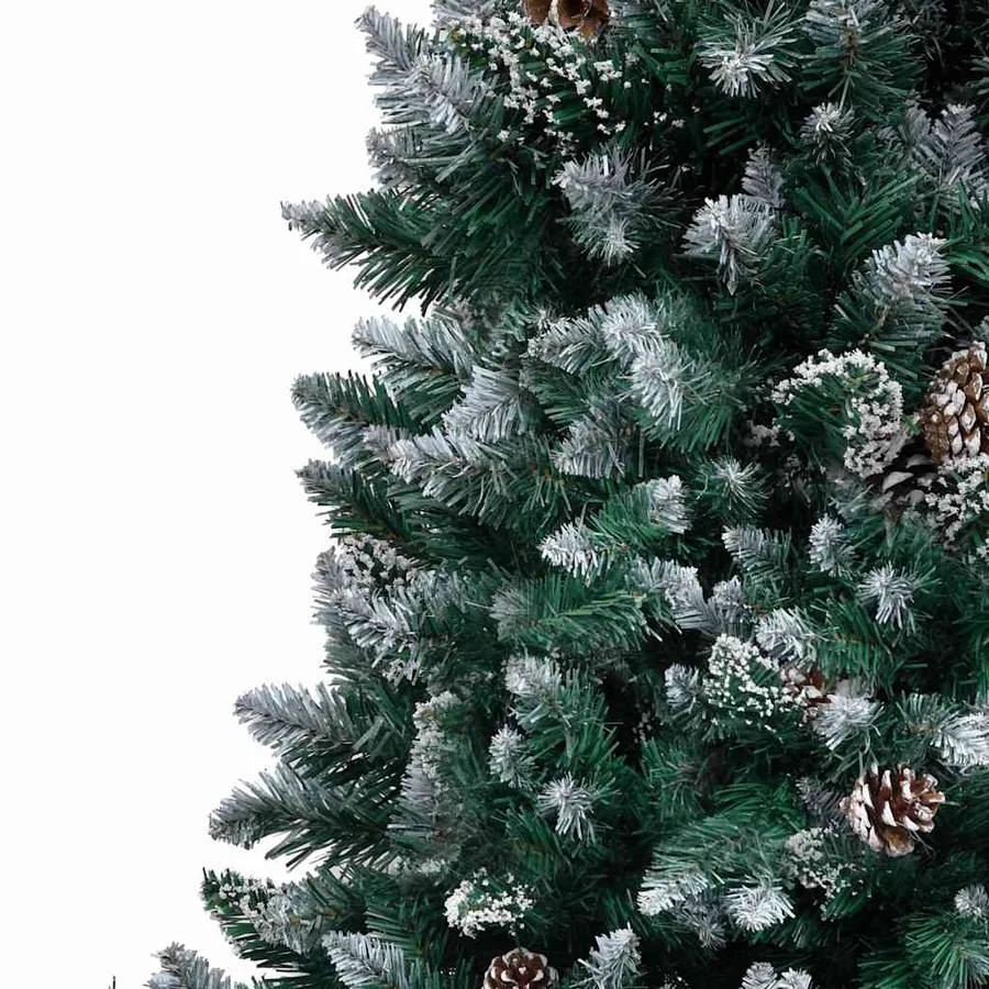 Sapin de Noël avec pommes de pin et neige blanche 210 cm - 4