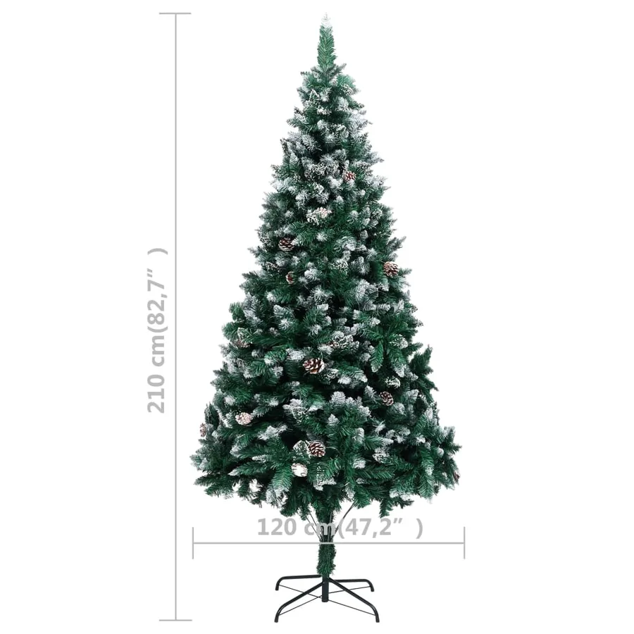 Sapin de Noël avec pommes de pin et neige blanche 210 cm - 7