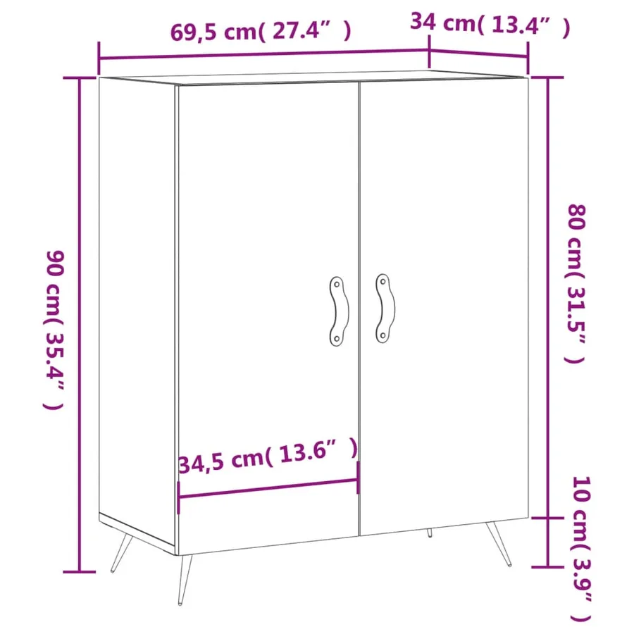 Buffet sonoma gris 69,5x34x90 cm bois d'ingénierie - 12