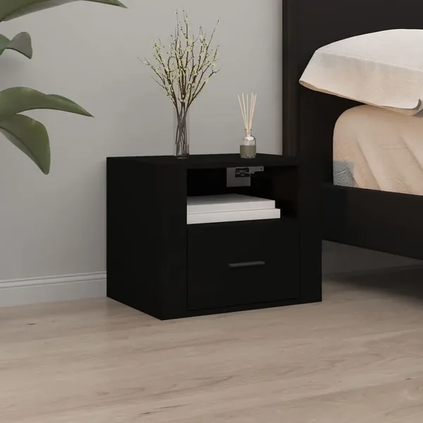 Table de chevet murale Noir 50x36x40 cm