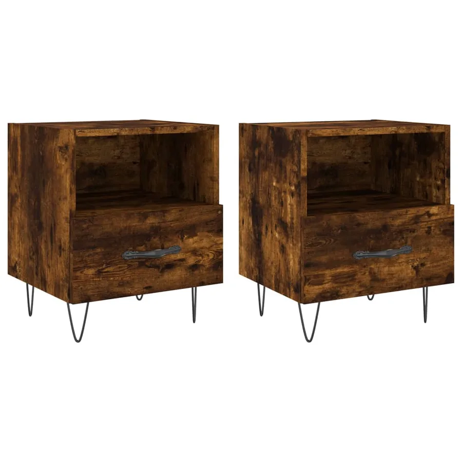Tables de chevet 2pcs chêne fumé 40x35x47,5cm bois d’ingénierie - 2
