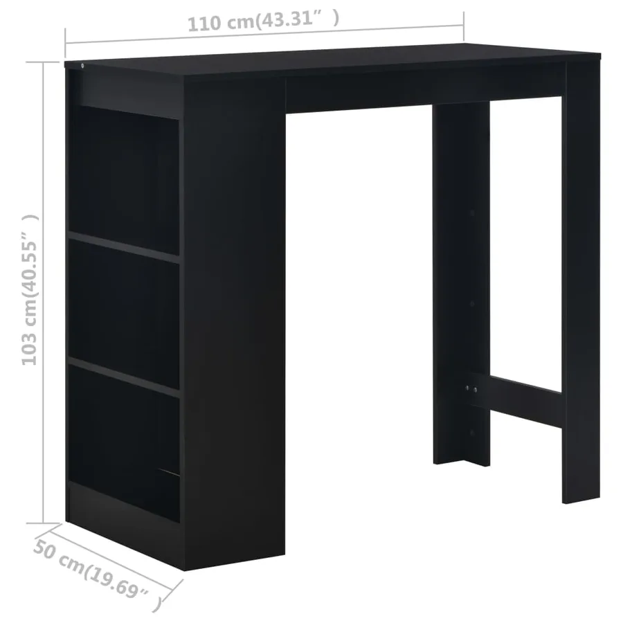Table de bar avec étagère Noir 110x50x103 cm - 6