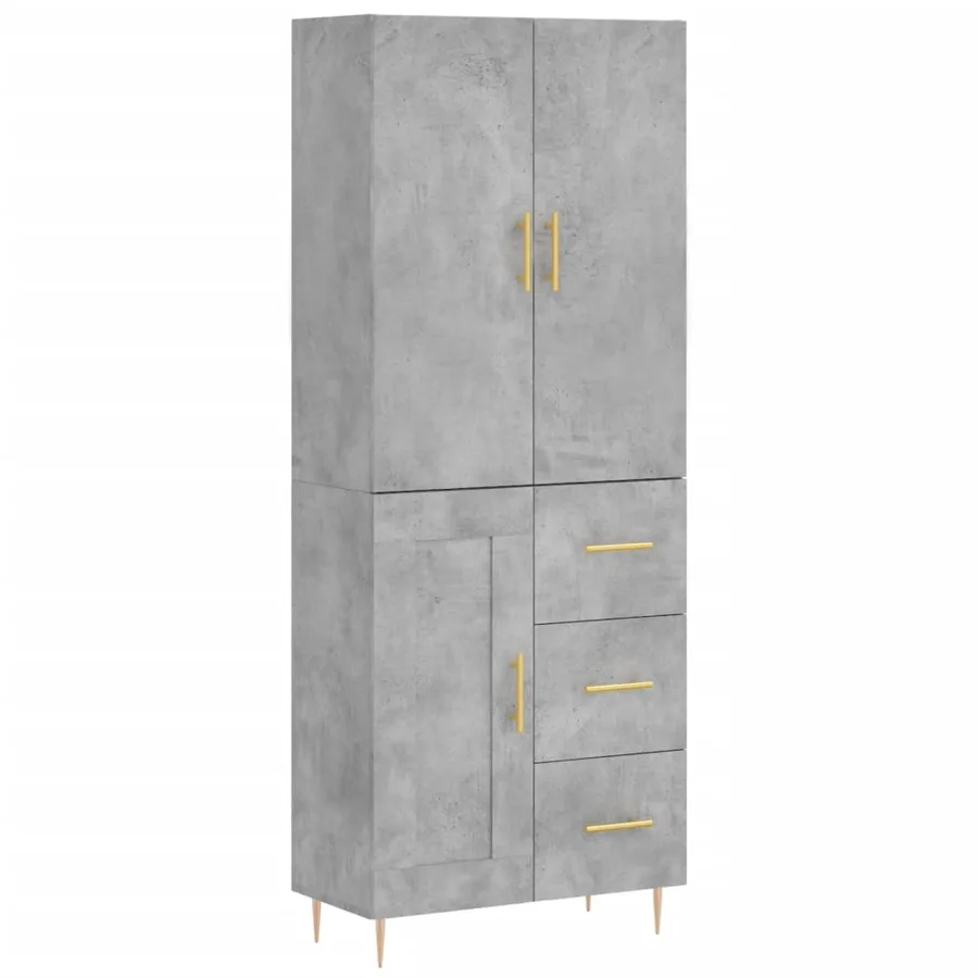 Buffet haut Gris béton 69,5x34x180 cm Bois d'ingénierie - 2