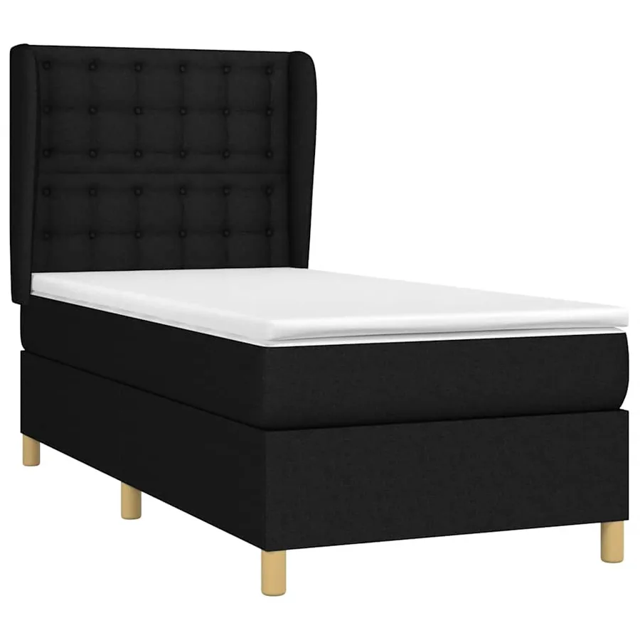 Sommier à lattes de lit avec matelas Noir 90x190 cm Tissu - 3