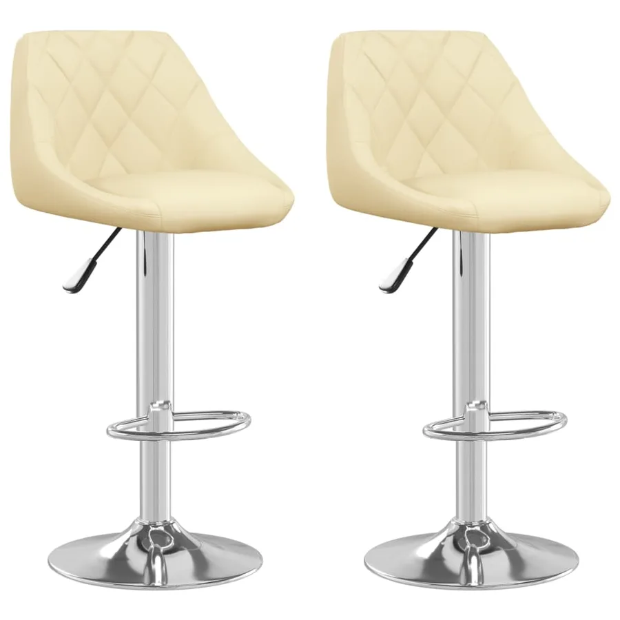 Tabourets de bar lot de 2 crème similicuir - 2