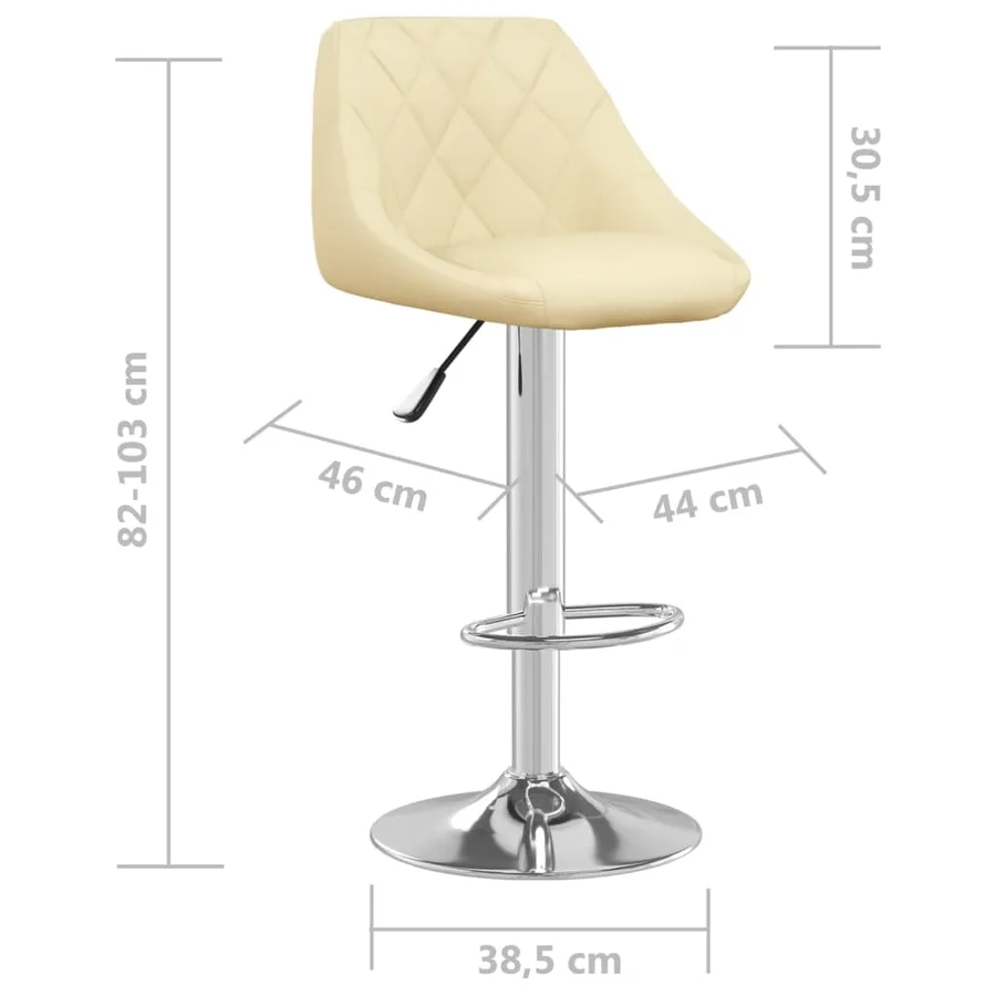 Tabourets de bar lot de 2 crème similicuir - 9