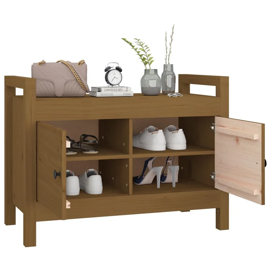 Banc d'entrée Marron miel 80x40x60 cm Bois de pin massif - 7