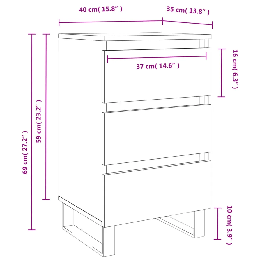 Tables de chevet 2 pcs sonoma gris 40x35x69 cm bois ingénierie - 11