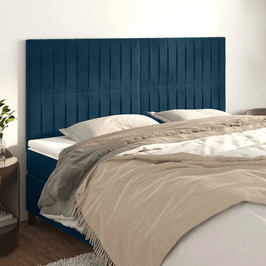 Tête de lit Bleu foncé 200 x 5 x 118/128 cm Velours