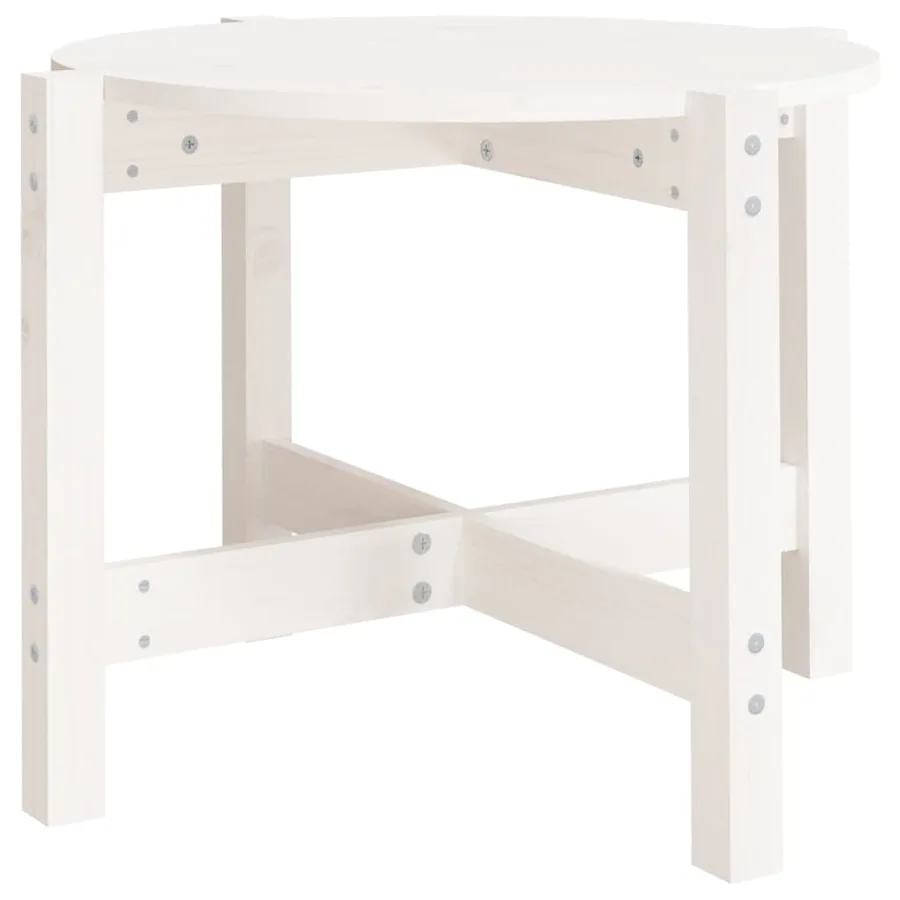 Table basse Blanc Ø 62,5x45 cm Bois massif de pin - 2