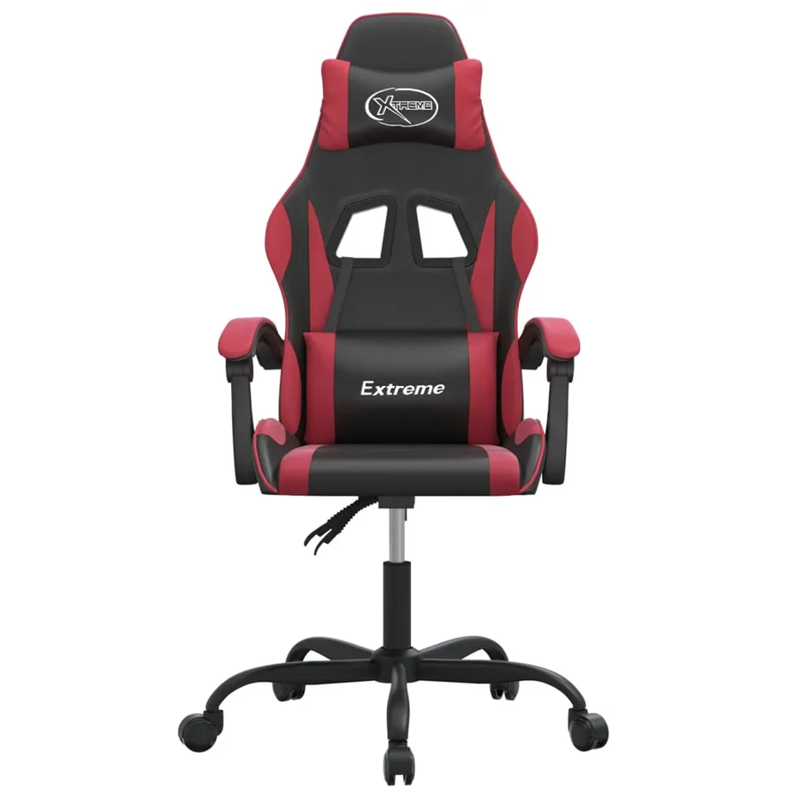 Chaise de jeu pivotante Noir et rouge bordeaux Similicuir - 3