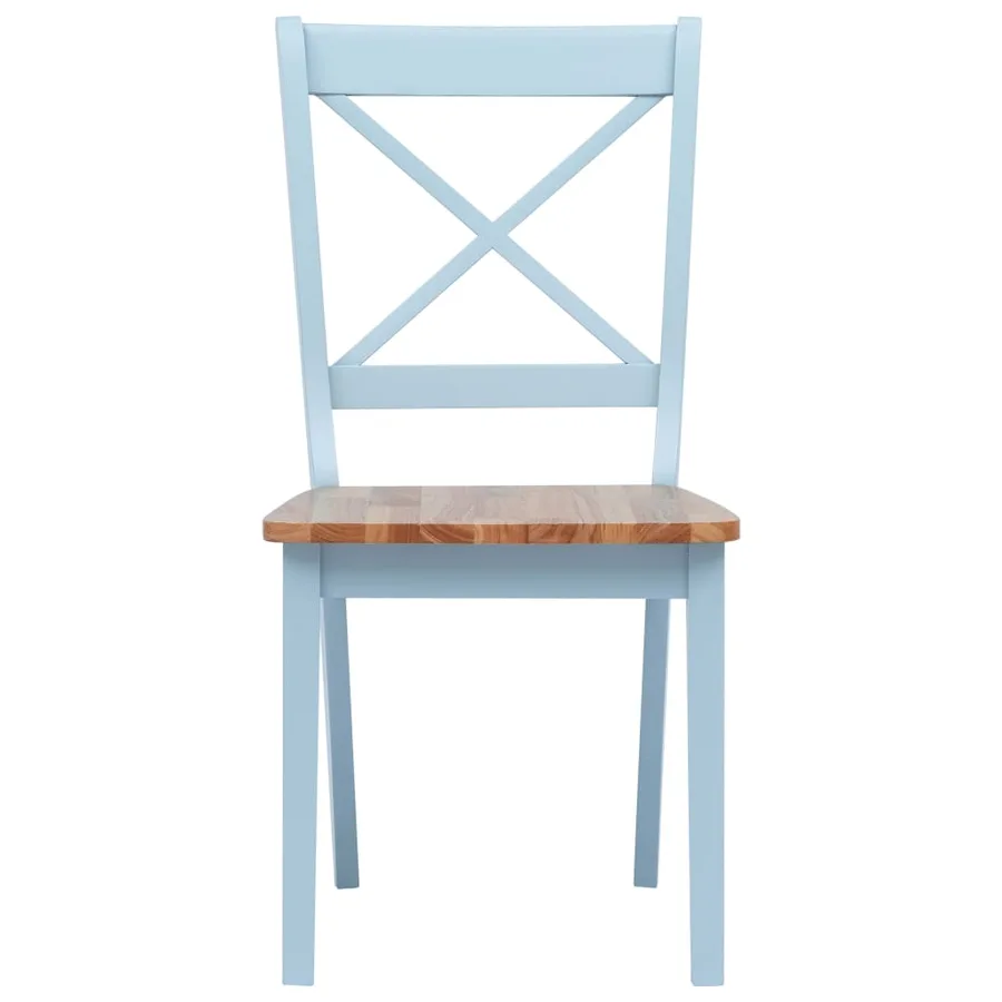 Chaises à manger lot de 2 gris et bois clair bois hévéa massif - 3