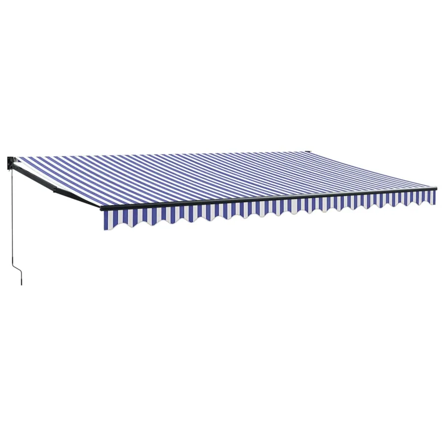 Auvent rétractable bleu et blanc 5x3 m tissu et aluminium - 2