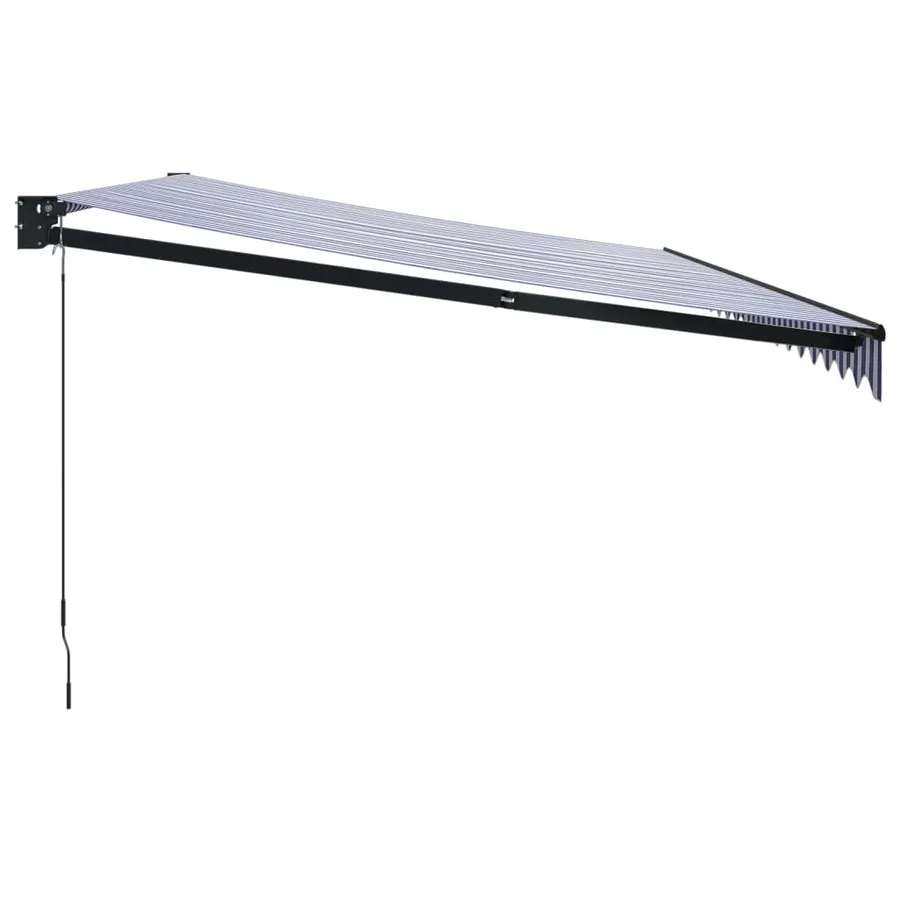 Auvent rétractable bleu et blanc 5x3 m tissu et aluminium - 4
