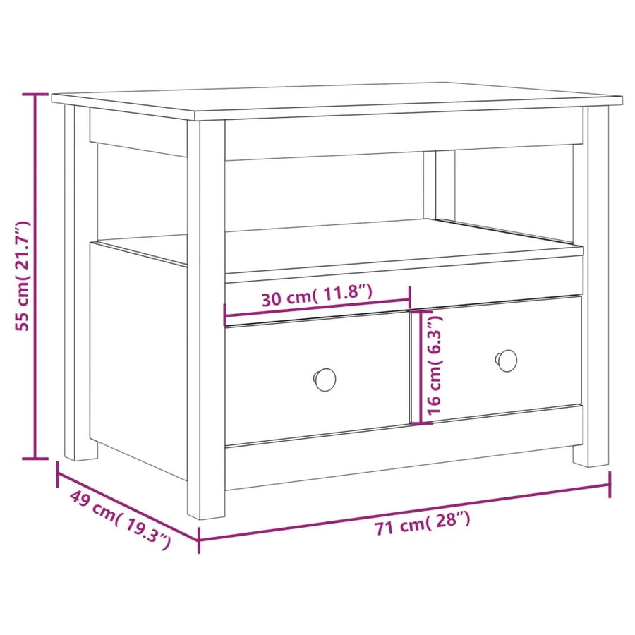 Table basse Marron miel 71x49x55 cm Bois massif de pin - 12