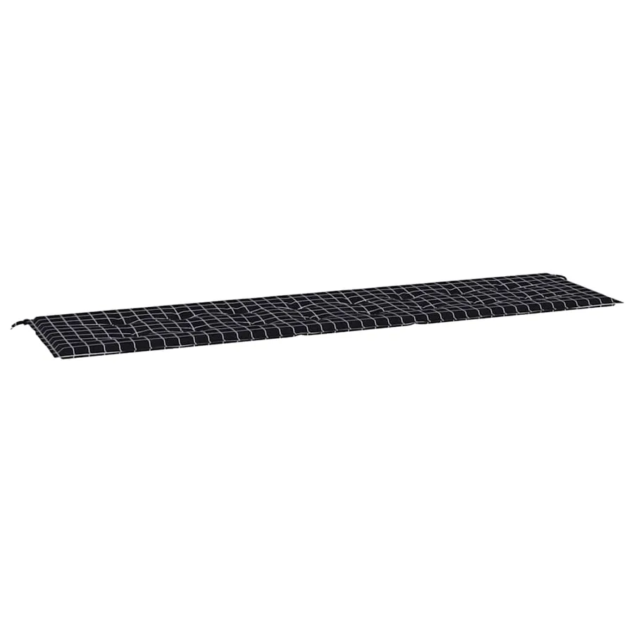 Coussin de banc de jardin carreaux noir 200x50x3 cm tissu - 2