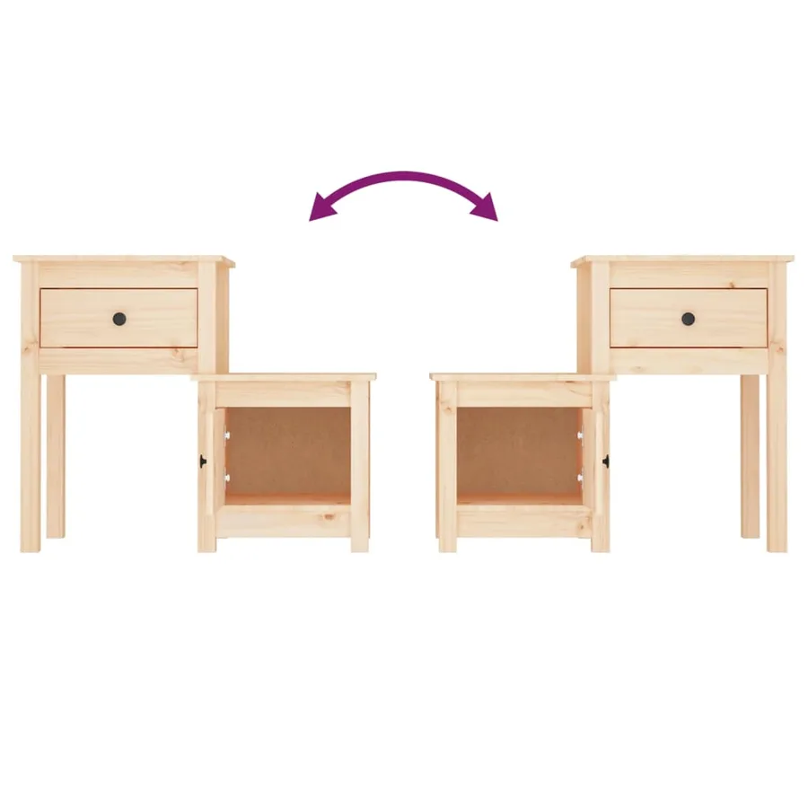 Tables de chevet 2 pcs 79,5x38x65,5 cm Bois de pin massif - 6