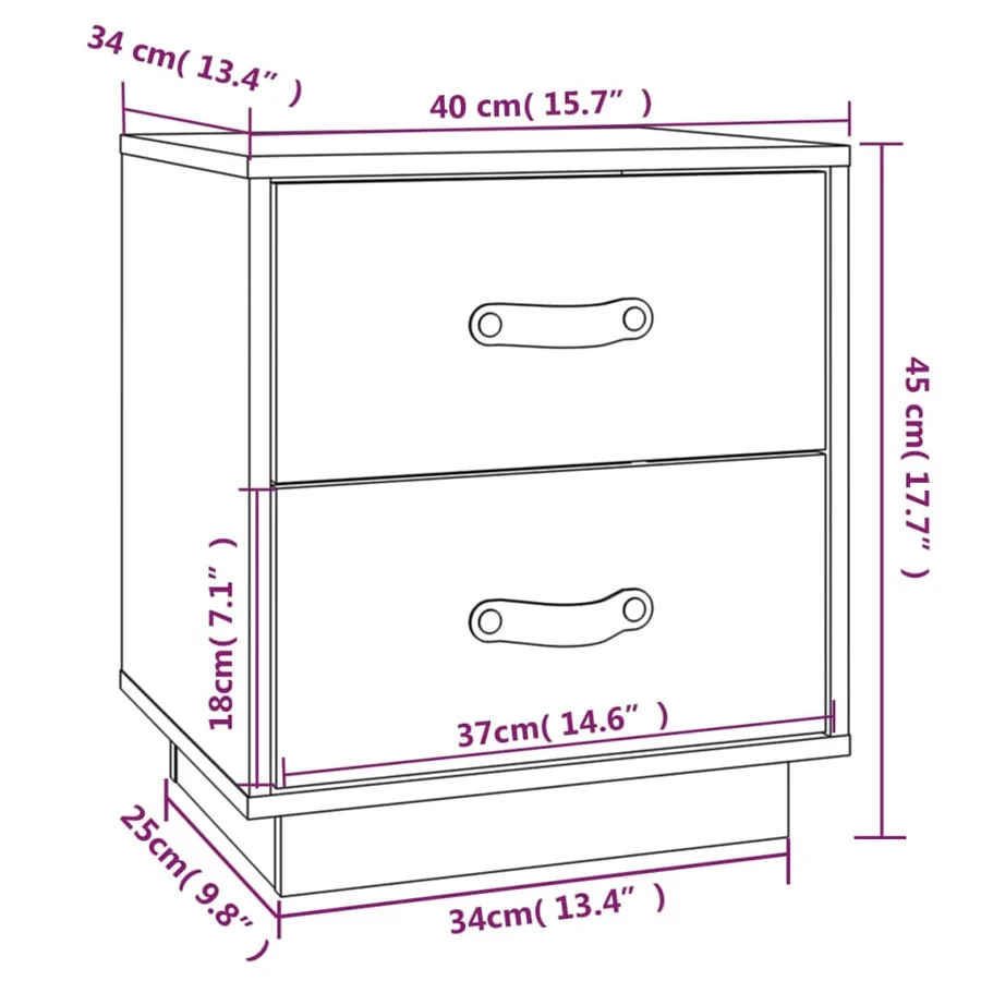 Tables de chevet 2 pcs Noir 40x34x45 cm Bois de pin massif - 11