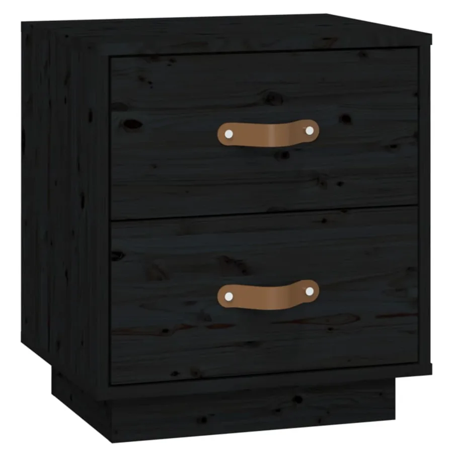 Tables de chevet 2 pcs Noir 40x34x45 cm Bois de pin massif - 6