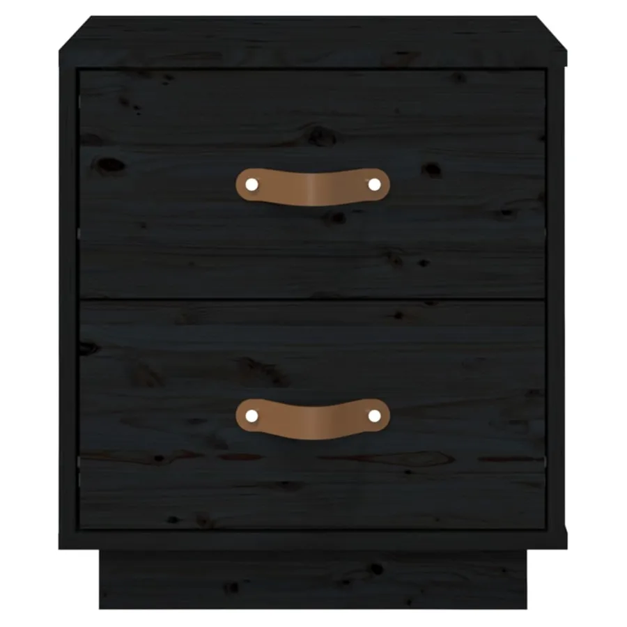 Tables de chevet 2 pcs Noir 40x34x45 cm Bois de pin massif - 7