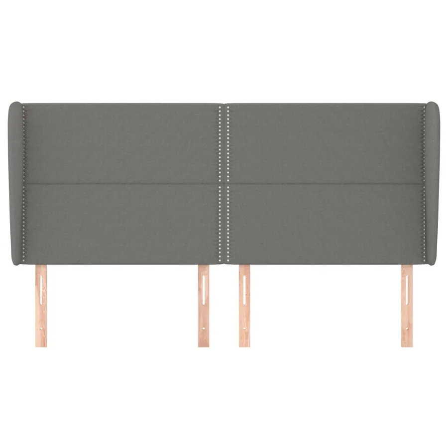 Tête de lit avec oreilles Gris foncé 203x23x118/128 cm Tissu - 3