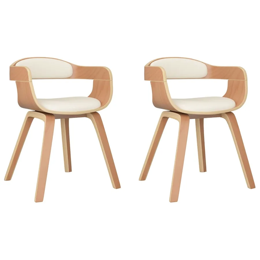 Chaises à manger lot de 2 crème similicuir et bois courbé - 2