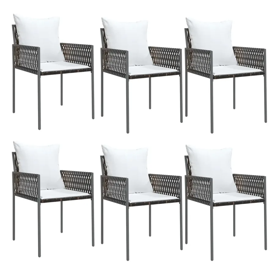 Chaises de jardin et coussins lot de 6 marron 54x61x83 cm rotin - 2