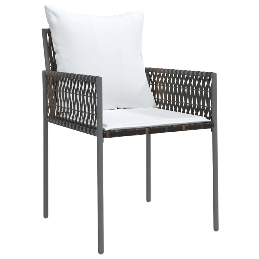 Chaises de jardin et coussins lot de 6 marron 54x61x83 cm rotin - 3
