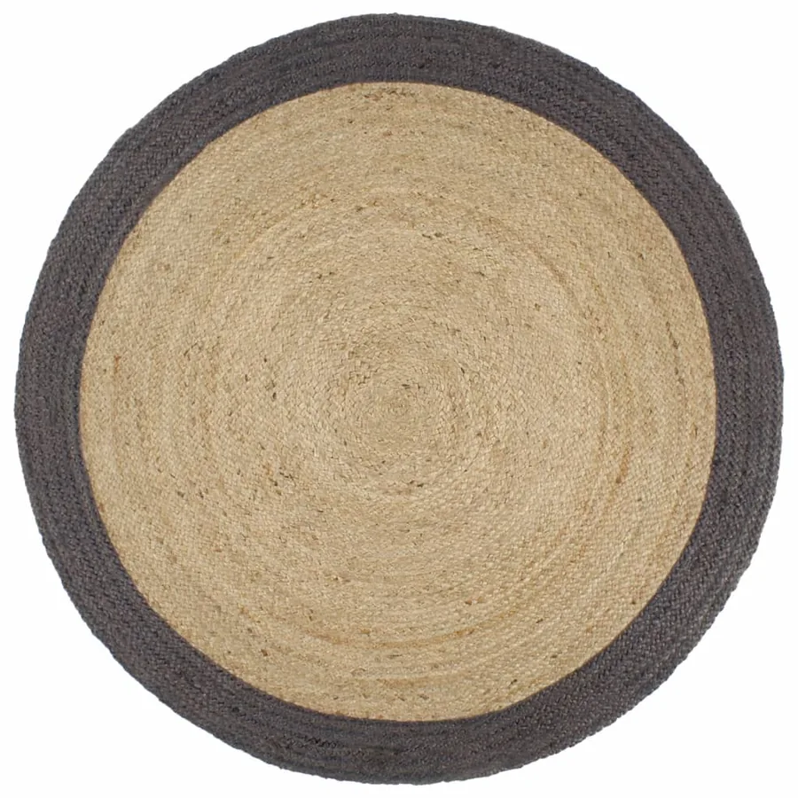 Tapis fait à la main Jute avec bord gris foncé 240 cm
