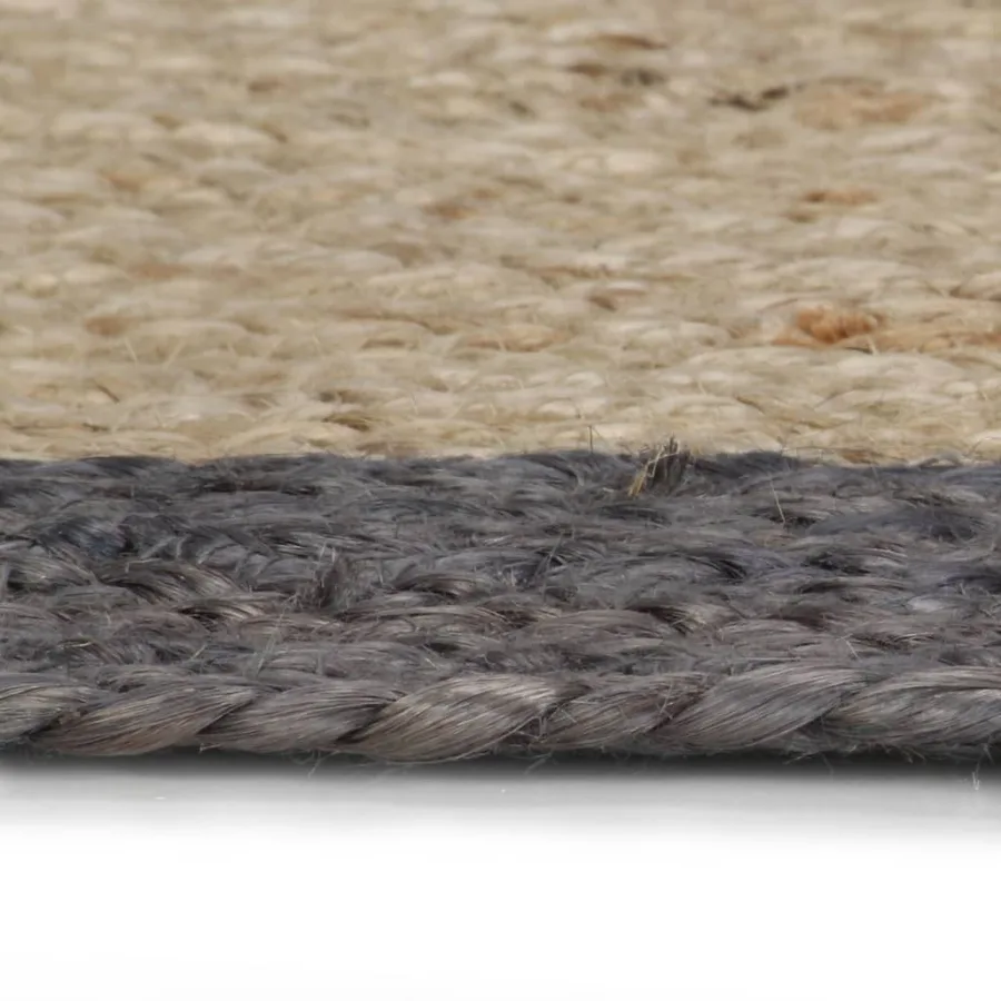 Tapis fait à la main Jute avec bord gris foncé 240 cm - 3
