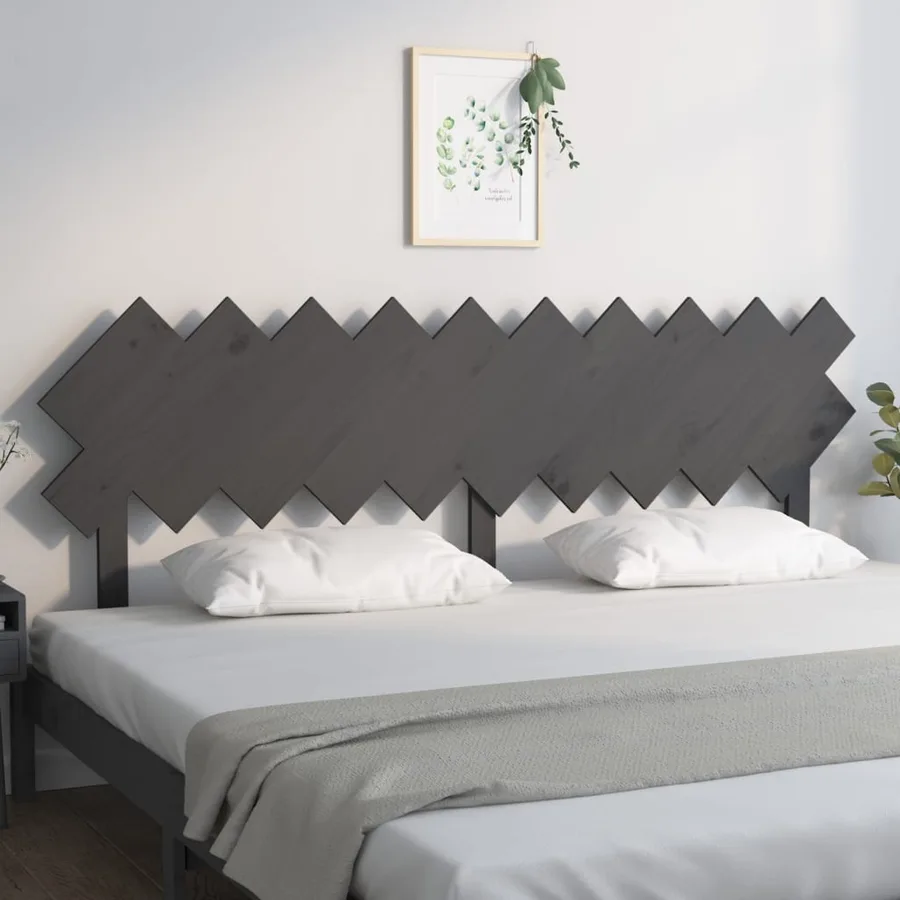 Tête de lit Gris 196x3x80,5 cm Bois massif de pin - 3