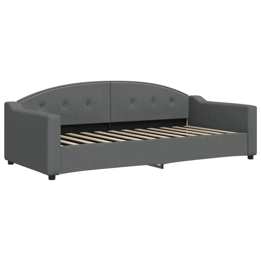 Lit de jour avec matelas gris foncé 90x200 cm tissu - 3