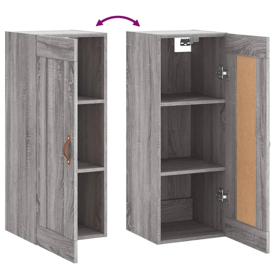 Armoire murale sonoma gris 34,5x34x90 cm bois d'ingénierie - 10