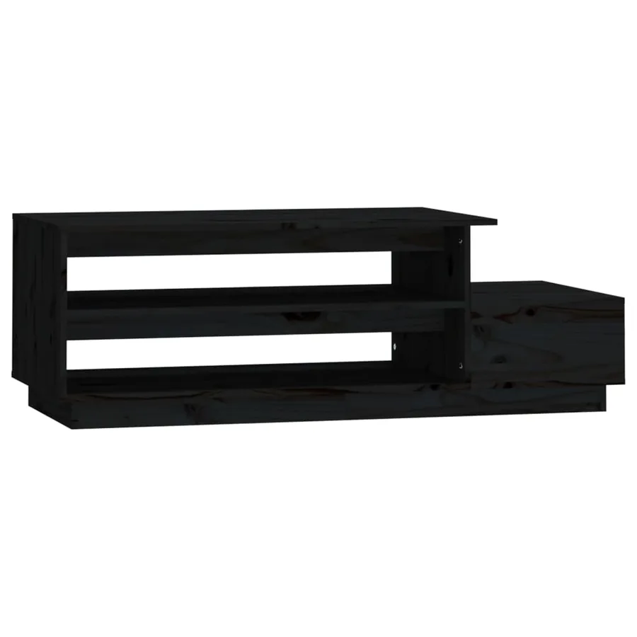 Table basse Noir 120x50x40,5 cm Bois massif de pin - 2