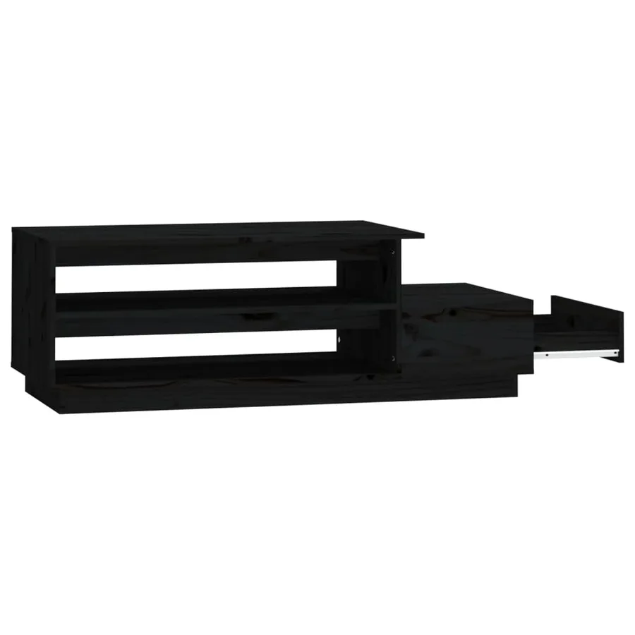 Table basse Noir 120x50x40,5 cm Bois massif de pin - 6