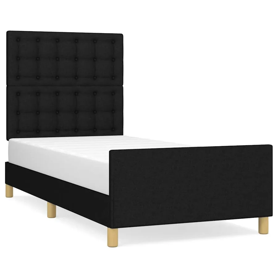 Cadre de lit sans matelas avec tête de lit noir 90x200 cm tissu - 2