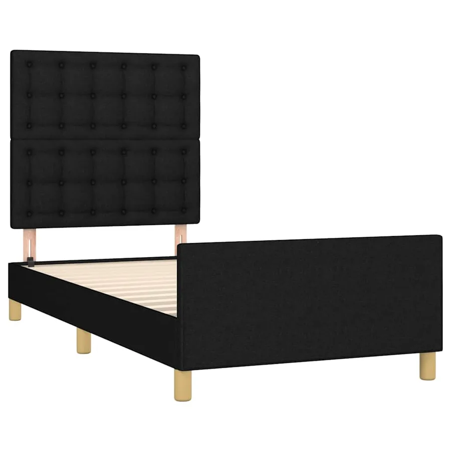 Cadre de lit sans matelas avec tête de lit noir 90x200 cm tissu - 4